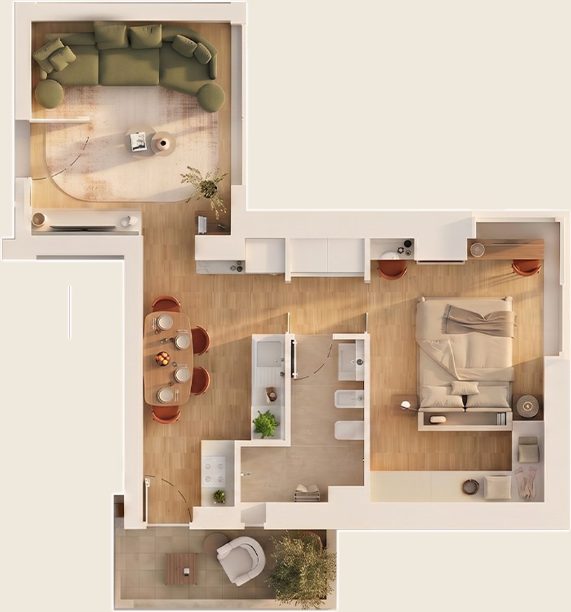 Planimetria arredata dell'interno A13