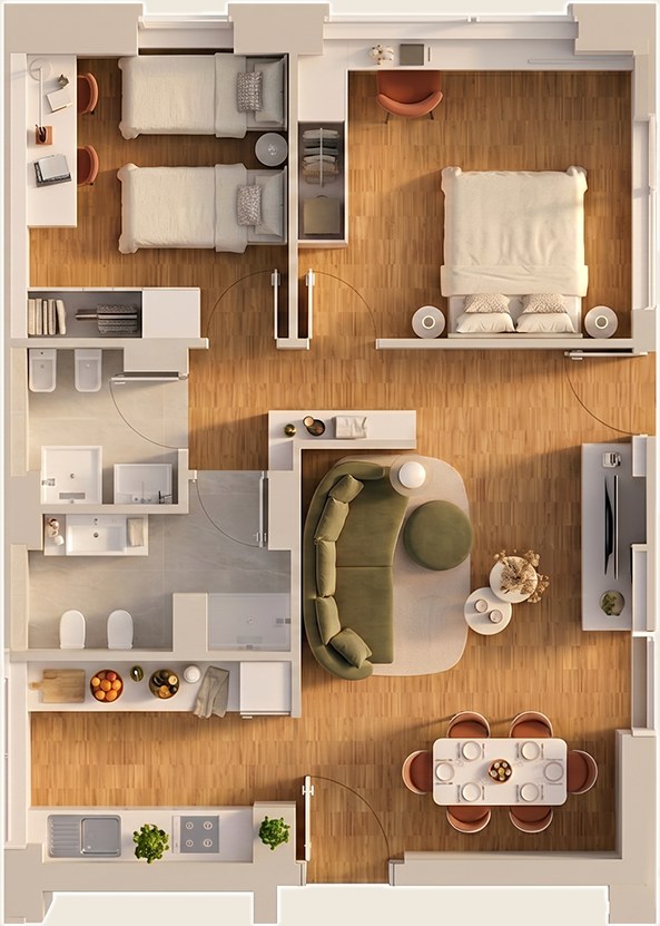 Planimetria arredata dell'interno C4