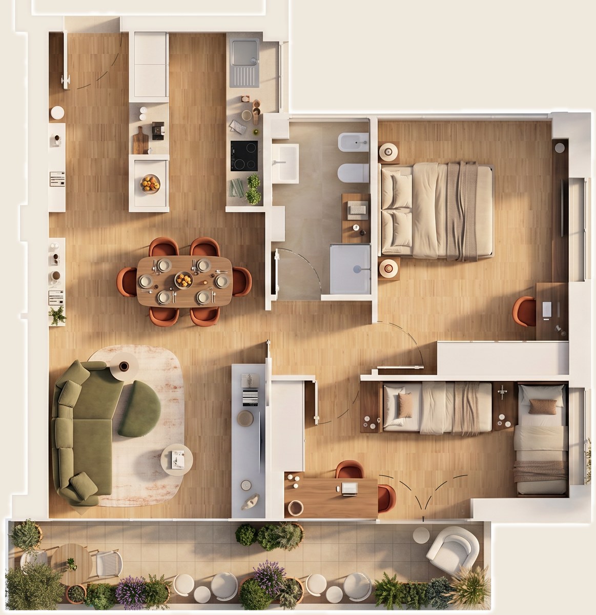 Planimetria arredata dell'interno C8